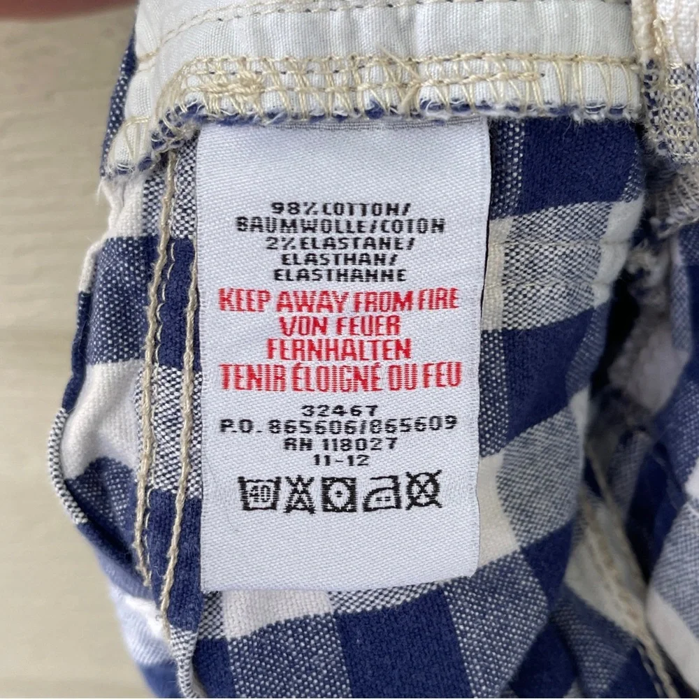 Mini Boden Girl's Navy Blue and White Plaid Checkered Shorts Size 6Y